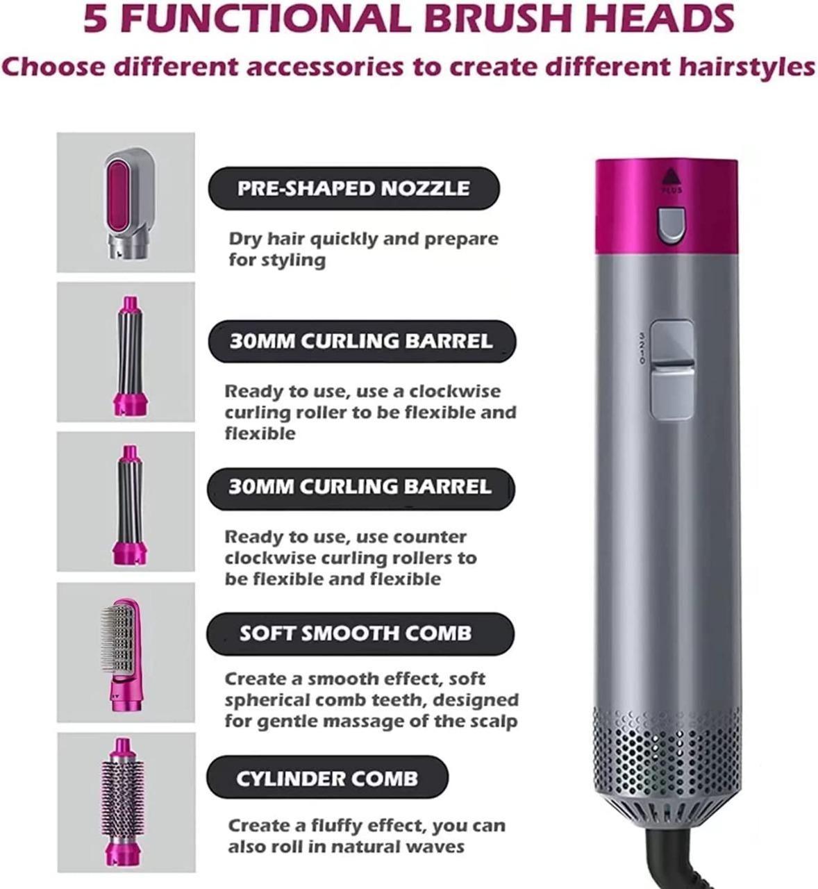"5-in-1 Hair Styling Tool – Dry, Curl, Straighten & Volumize with One Device