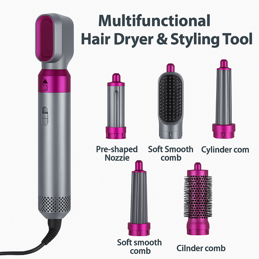 "5-in-1 Hair Styling Tool – Dry, Curl, Straighten & Volumize with One Device