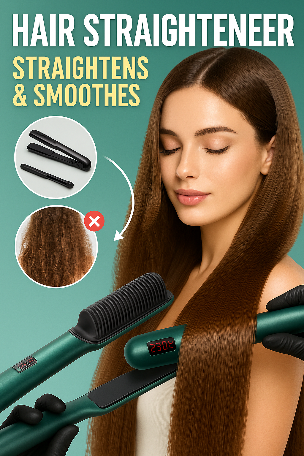 Professional Electric Hair Straightener Comb Brush